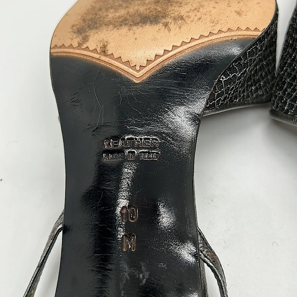 Yves Saint Laurent Auth Gray/Gold Strappy Stiletto Heel Shoes **Size 10** 🔥🔥 - Picture 8 of 10